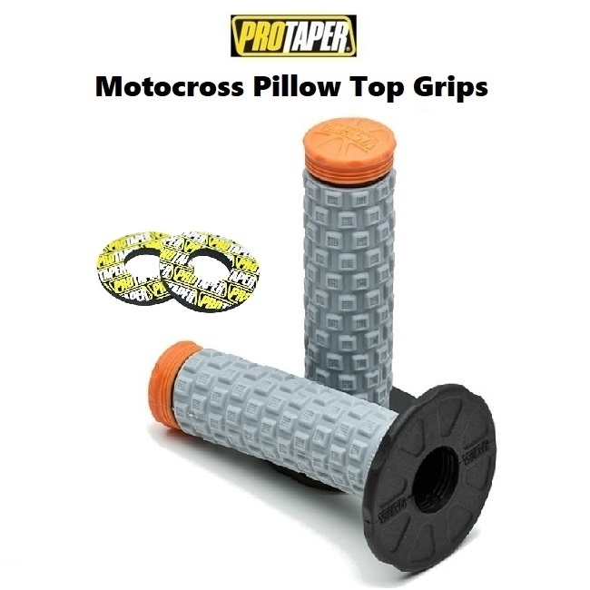 Pillow Top Handlebar Grips - Red Rubber Grips For Dirt Bike, Fits 7/8" Bars