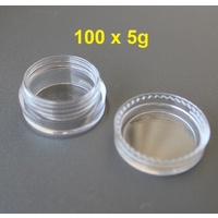 100 X 5g Clear Lip Balm Small Screw Top Jar