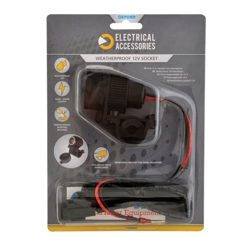 OXFORD Waterproof 12V Power Plug Socket 1.2m Loom